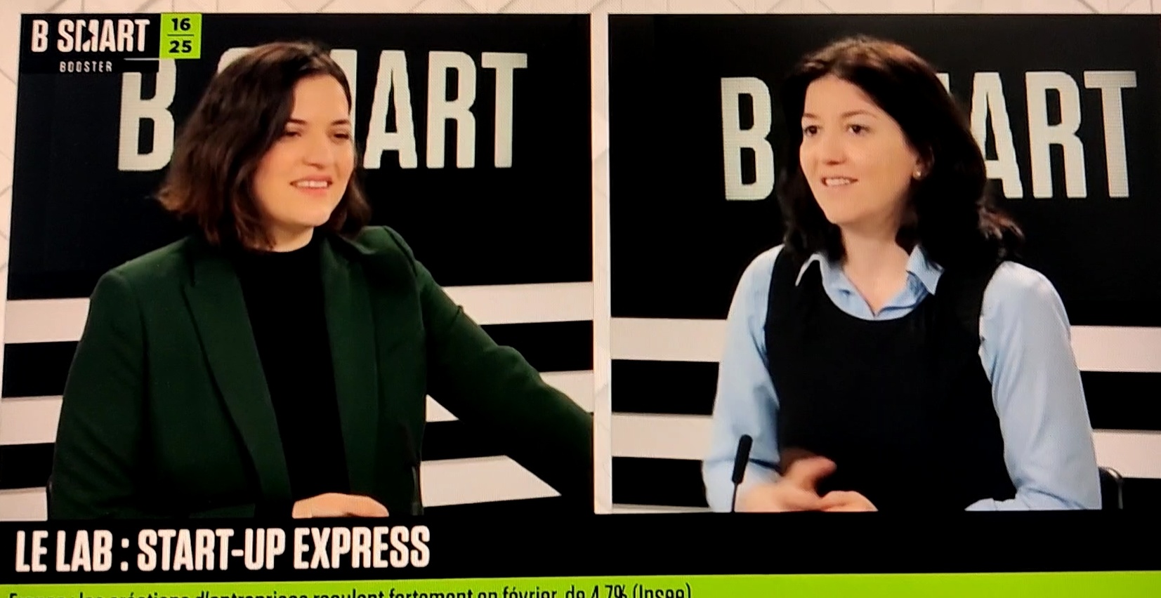 Adriana Gogonel on the set of the Smart Tech Lab show presented by Cécilia Severi on B SMART